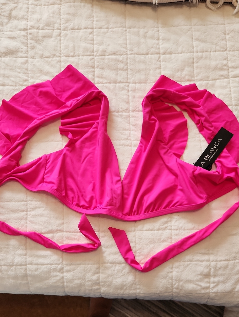 La Blanca Neon Pink Bandeau Bikini Top